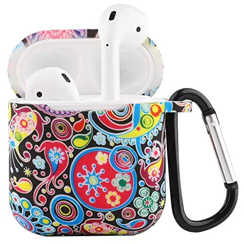 EasyAcc Custodia in Silicone Compatibile con AirPods 1 & 2， Custodia Protettiva in Silicone con Custodia Protettiva per Accessori con moschettone Compatibile con AirPods 1 & 2 - Caleidoscopio
