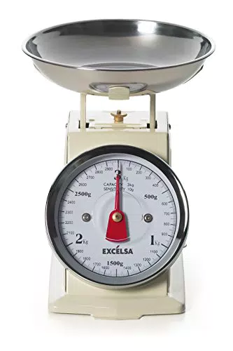 Excelsa Vintage Bilancia Meccanica, Acciaio Inox, Crema