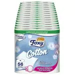 Foxy Cotton| Carta igienica 5 veli, 56 rotoli, 120 strappi per rotolo