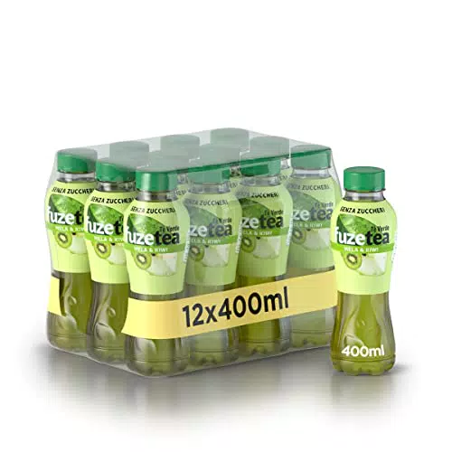 FuzeTea Tè Verde Mela e Kiwi Senza Zuccheri 12 Bottiglie da 400 ml