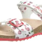 Geox B Sandal Chalki Girl, Bimba 0-24, Silver Red