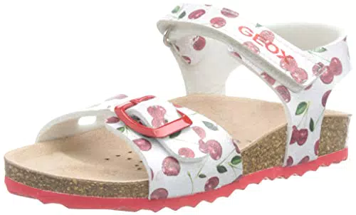 Geox B Sandal Chalki Girl, Bimba 0-24, Silver Red