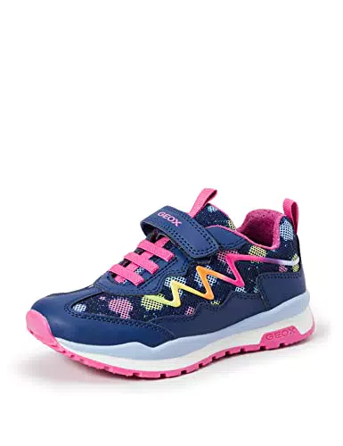 Geox J Pavel Girl A, Scarpe da Ginnastica, Navy Multicolore