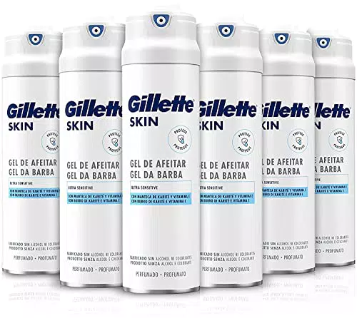 Gillette SKIN Ultra Sensitive Gel Da Barba, Confezione con 6 da 200ml