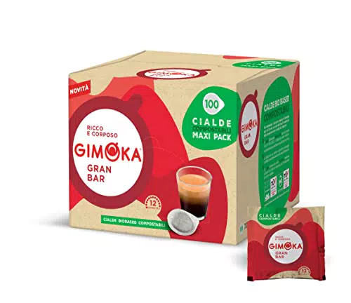 Gimoka - Compatibile Per Easy Serving Espresso - Cialde Ese 44-100 Cialde - Gusto GRAN BAR INTENSO - Intensità 12 - In Carta Compostabile