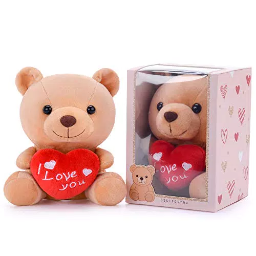 Gloveleya Orsacchiotto Peluche Orso Tenendo il Cuore Ti amo Peluches L'amante Regali 7"