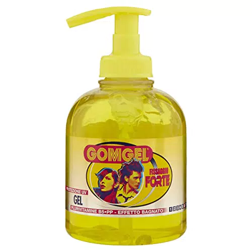 GOMGEL Gel Capelli - Fissaggio Forte -Effetto Bagnato - Plurivitamine B5-pp - Protezione Uv - 250ml