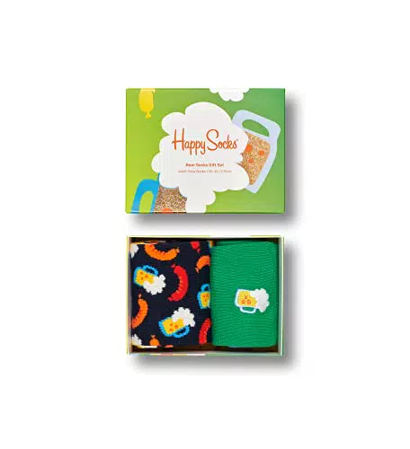 Happy Socks 2-Pack Beer Socks Gift Set, colorate e divertenti