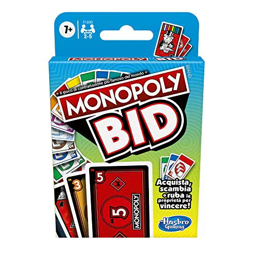 Hasbro Monopoly Bid Game, gioco di carte rapido per 4 giocatori