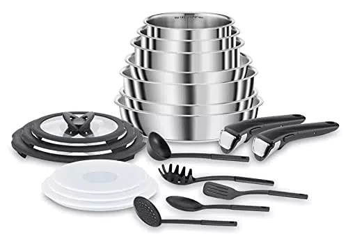 Lagostina Ingenio Inox Set di Pentole e Padelle in Acciaio Inox 18/10