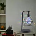 Lampada Decorativa con Lampadina a Batteria, Paralume in Filo Metallico Nero Retrò