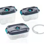 Leifheit Set Da 3 Contenitori Sottovuoto,  Contenitori Per Alimenti Senza BPA