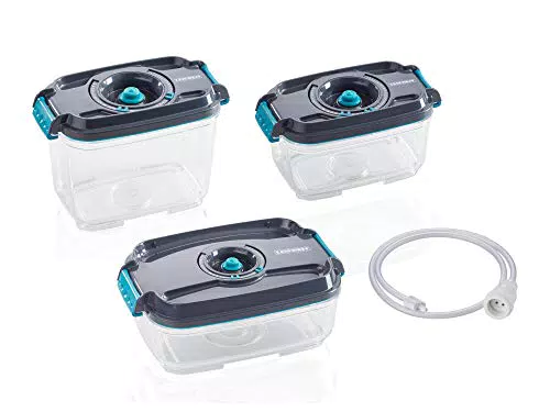Leifheit Set Da 3 Contenitori Sottovuoto,  Contenitori Per Alimenti Senza BPA