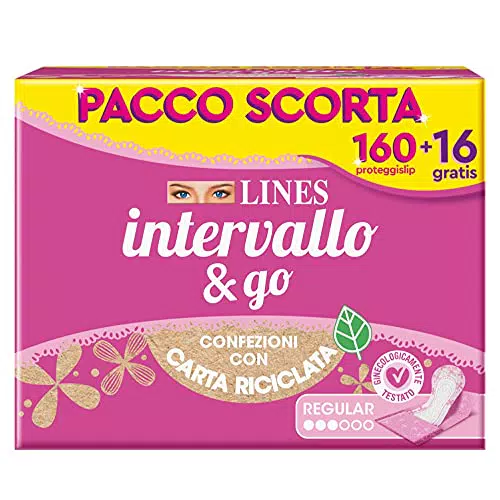 LINES INTERVALLO Ripiegato, PACCO SCORTA, Confezione da 176 Proteggislip