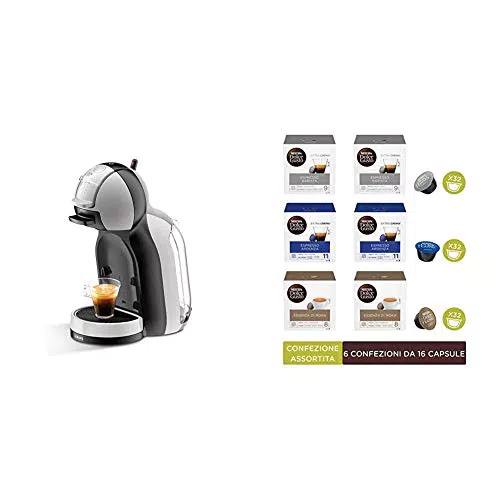 NESCAFÉ DOLCE GUSTO Macchina per Caffè Espresso e Altre Bevande in capsula, Grigio/Nero + Espresso Barista, Espresso Ardenza, Essenza di Moka, 96 Capsule