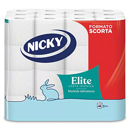 Nicky Elite Carta Igienica a 3 Veli, Confezione da 48 Rotoli