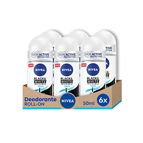 NIVEA Black & White Invisible Fresh Deodorante Roll-on 6 x 50 ml
