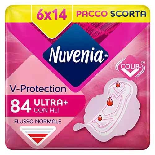 Nuvenia - Assorbente Normal Ultra con Ali - Superficie Traspirante e Assorbenza Rapida - 6 Confezioni da 14 Assorbenti