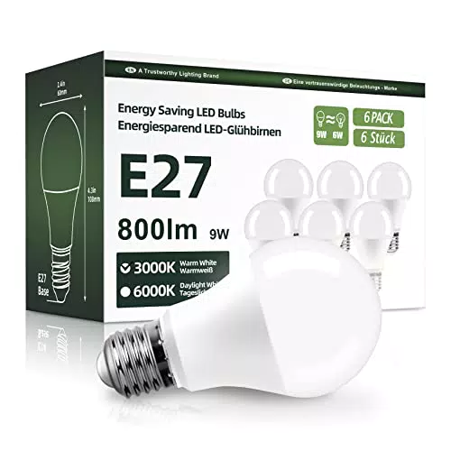OGADA E27 Lampadine LED, 9W Equivalenti a 60W, 800 lumen