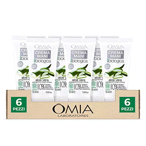 Omia, Crema Mani Ecobio Aloe Vera, Crema Nutriente e Protettiva per Mani Secche e Delicate - Dermatologicamente Testato
