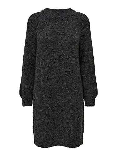 Only Onlvannes L/S Dress Knt Vestito, Grigio Scuro mélange