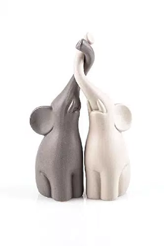 pajoma - Coppia di Statuette in Ceramica a Forma di elefantini