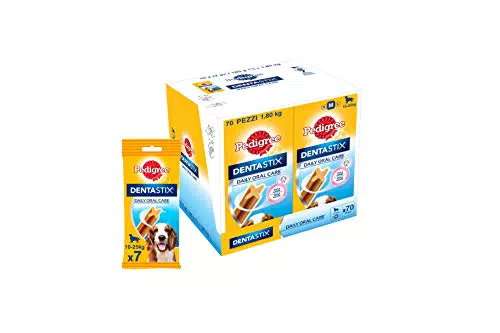 Pedigree Dentastix Snack per la Igiene Orale 180 g 7 Pezzi - 7 Confezioni da 10 Pezzi