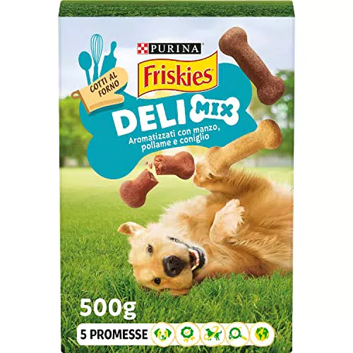 Purina Friskies DeliMix Biscotti per Cane Manzo, Pollo e Selvaggina 6 scatole da 500g
