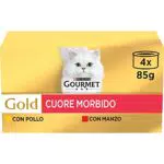 Purina Gourmet Gold Cuore Morbido Umido Gatto con Manzo e Pollo