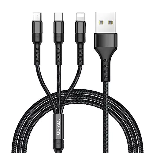 RAVIAD Multi Cavo di Ricarica, 3 in 1 Multiplo Cavetto Micro USB Tipo C Nylon Intrecciato Cavo di Ricarica USB per Samsung Galaxy/Huawei/Honor/Redmi/Nexus 6P 5X/Google Pixel/Kindle/LG -1.2M