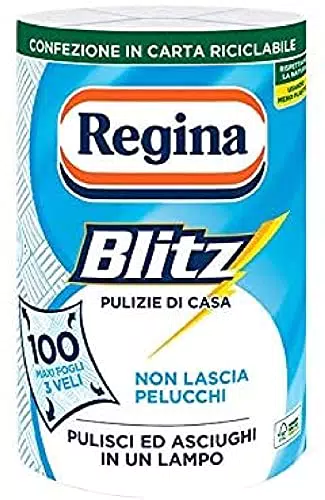 Regina Blitz Carta Casa, Confezione da 1 Rotolo, 100 Maxi Fogli a 3 Veli