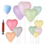 REYOK Pastel Palloncini a Forma di Cuore, 100pz Palloncini Colorati Macaroon Balloons DIY Lattice Palloncini+ Pompa