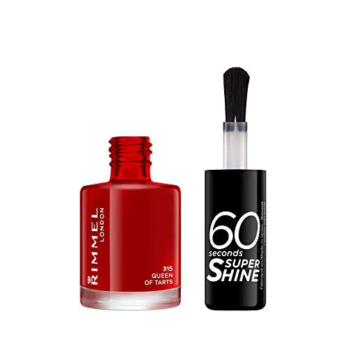 Rimmel London Smalto Unghie 60 Seconds Super Shine - Asciugatura Rapida e Lunga Durata - 315 Queen Of Tarts! - 8 ml