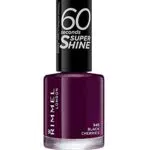 Rimmel London Smalto Unghie 60 Seconds Super Shine - Asciugatura Rapida e Lunga Durata - 345 Black Cherries - 8 ml