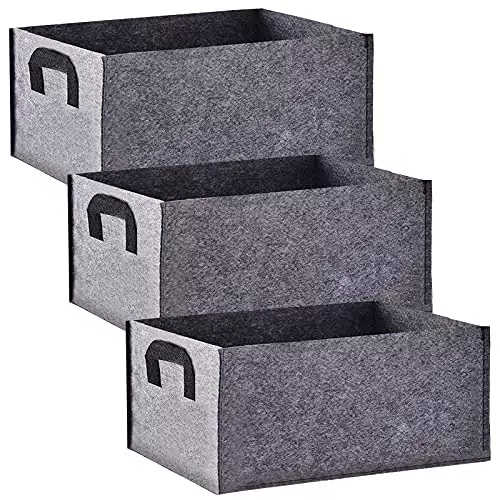 Sacchi per Piante, Confezione da 3 pezzi sacchetti di coltivazione in tessuto non tessuto nero con manico sacchetti per coltivazione all'aperto da giardino Piante vasi in per verdure