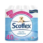Scottex Carta Igienica Pulito Completo Salvaspazio, Confezione da 40 Rotoli