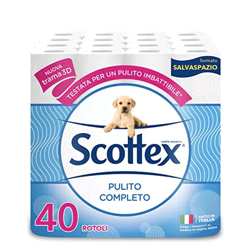 Scottex Carta Igienica Pulito Completo Salvaspazio, Confezione da 40 Rotoli