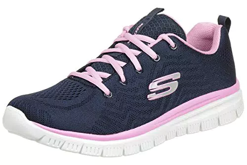 Skechers Graceful Get Connectedneaker Donna, Navy Mesh/Pink Trim