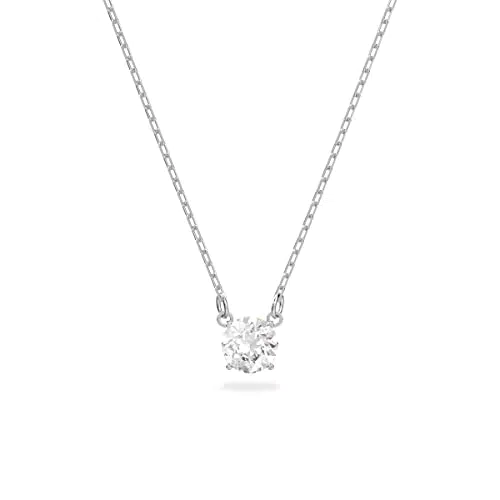 Swarovski Collana Attract, Taglio tondo, Bianca, Placcato rodio