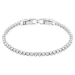Swarovski Emily Braccialetto, Placcato in Tonalità Rodio con Delicata Striscia di Cristalli Montato a Castone