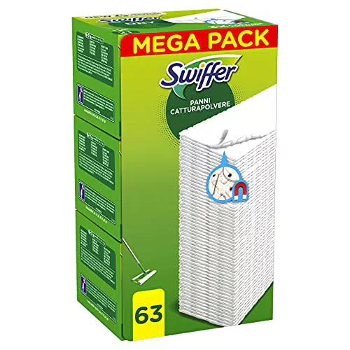 Swiffer Panni Catturapolvere Casa, 63 Panni Microfibra Dry