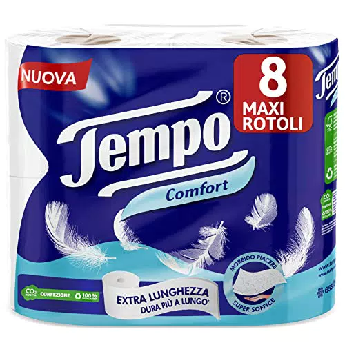 Tempo Carta Igienica Comfort 837053, 8 Maxi Rotoli