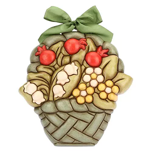 THUN - Formella Sagomata con Cesto di Fiori - Accessori per la Casa - Linea I Classici - Formato Grande - Ceramica - 24 x 4
