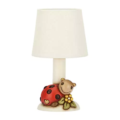 THUN - Lampada da Comodino Bianca con Coccinella Portafortuna - Ceramica - Linea Autunno
