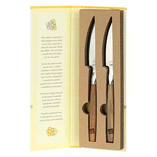 THUN - Set 2 Coltelli per Carne - Cucina, per La Tavola - Idea Regalo - Linea Country - Acciaio Inox