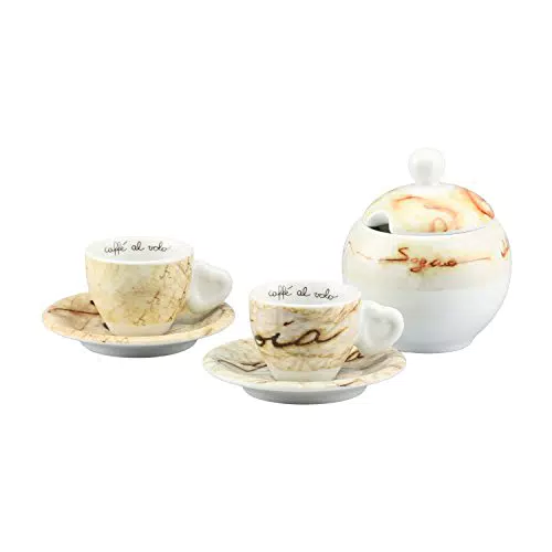 THUN - Set 2 tazzine caffè e zuccheriera Crème