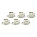 THUN - Set 6 Tazzine da caffè con Decorazioni Natalizie - Natale - Accessori Cucina - Linea Gold Icons - Porcellana