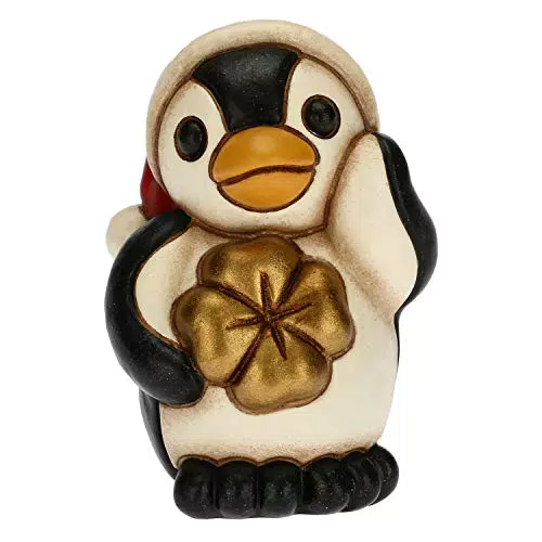 THUN - Soprammobile Pinguino con Cappellino Natalizio - Accessori per la Casa da Collezionare - Formato Mini - Ceramica - 4 x 3