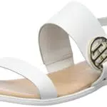 Tommy Hilfiger Round TH Flat Sandal, Bassi Donna, Ecru