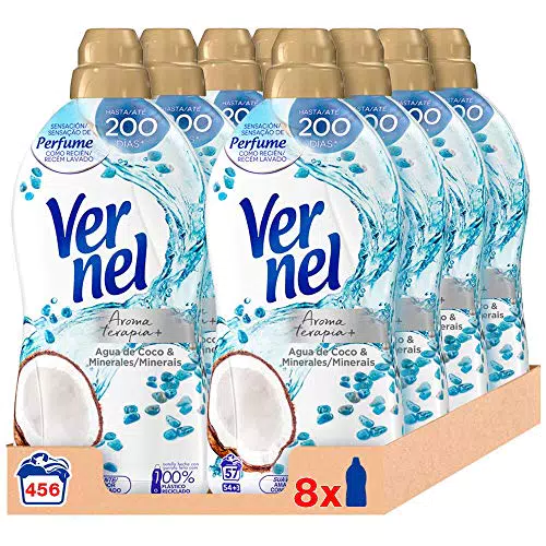Vernel Ammorbidente Concentrato per Abbigliamento Aromaterapia Acqua di Cocco & Minerals - Set di 8 Pezzix57D